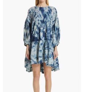 Blue Tie-Dye Mini Dress